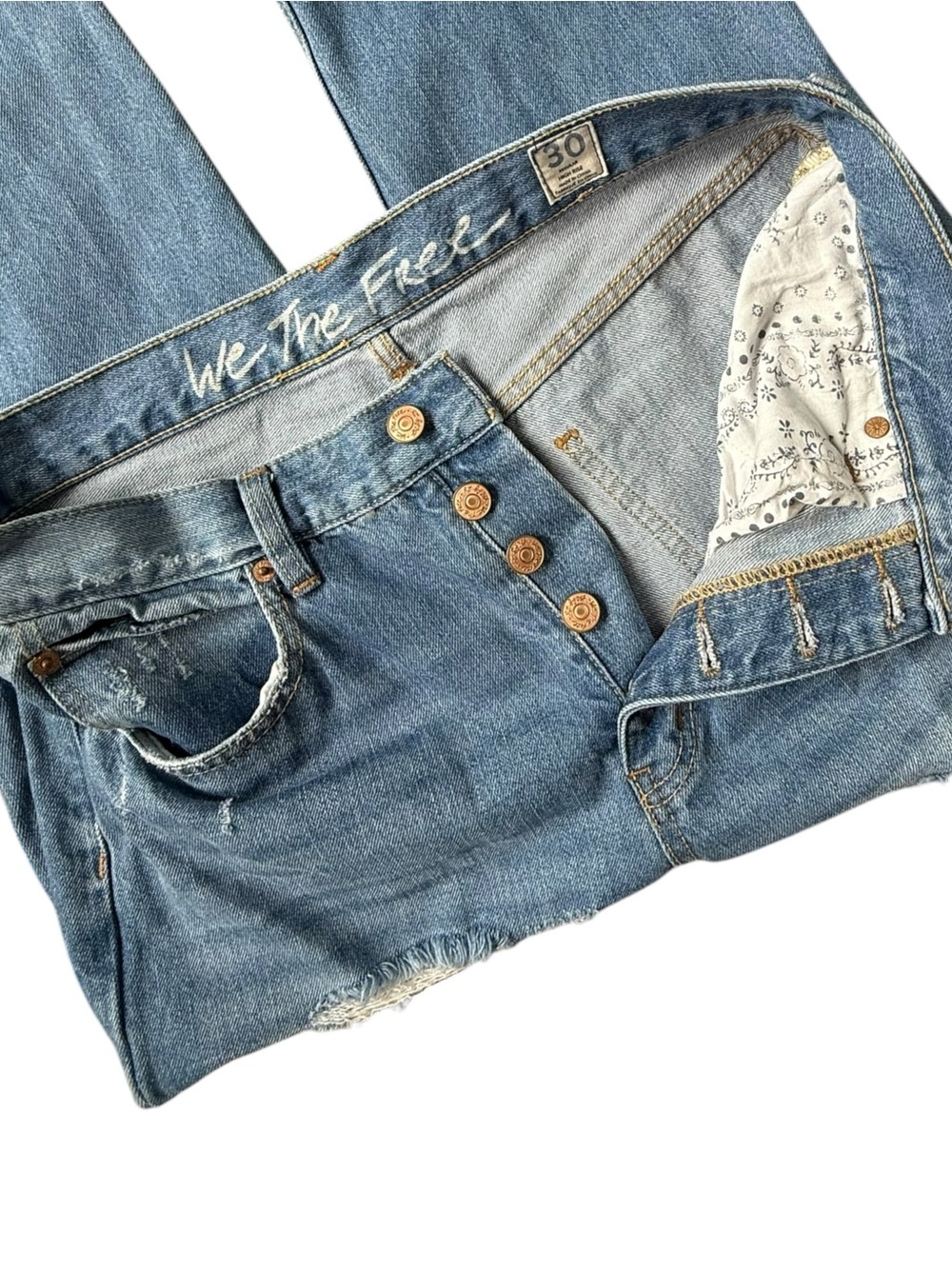 Free People We The Free High-Rise Button-Fly Boyfriend Jeans Size 30 - Picture 8 of 13